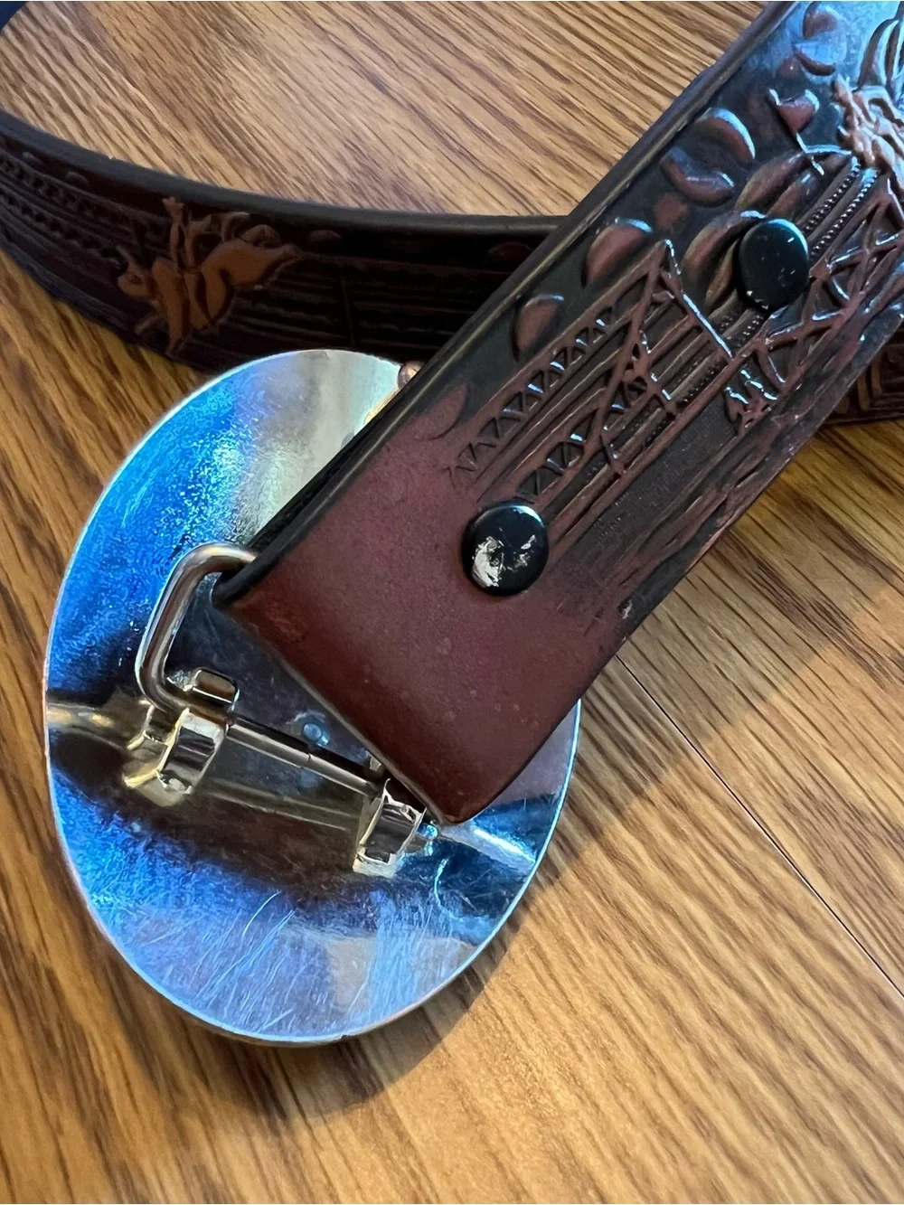 NOCONA Rodeo Bullrider Belt Leather Embossed Cowboy Western Sz 28
